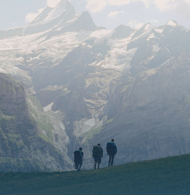 Coastal view of ocean and mountains